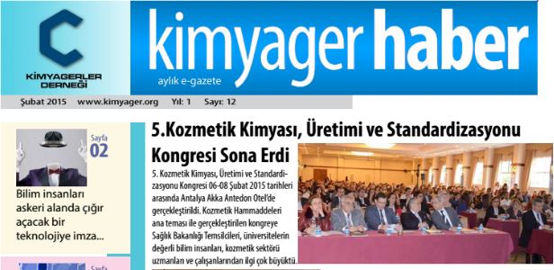 Kimyager Haber Şubat 2015 Sayısı